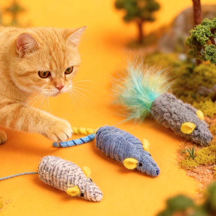 Catnip Interactive Plush Mouse - Zabawki dla kotów 3 szt. Pluszowe