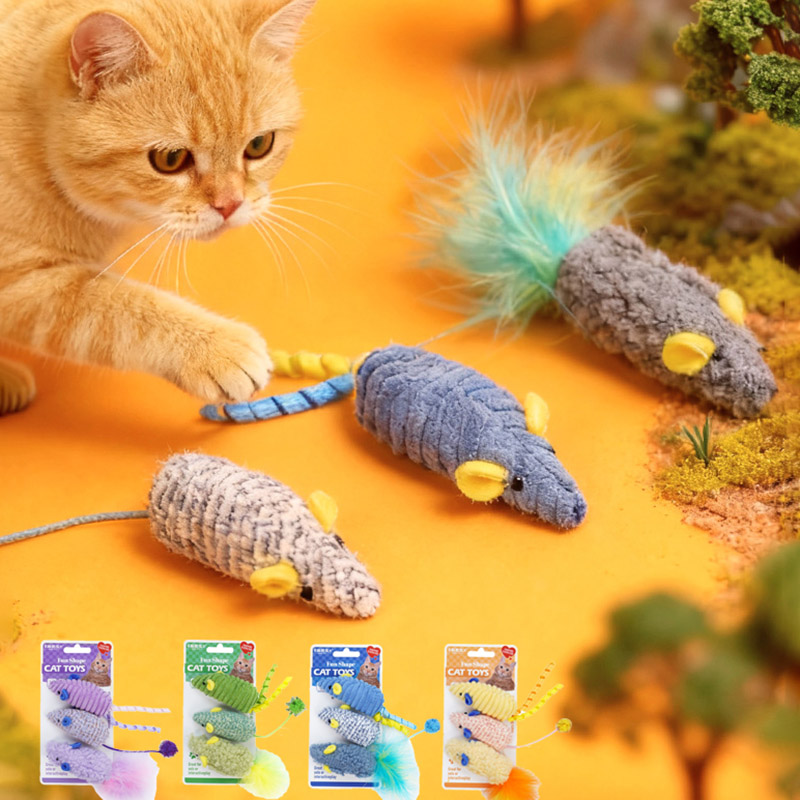 Catnip Interactive Plush Mouse - 3 szt. Realistyczne pluszowe zabawki dla