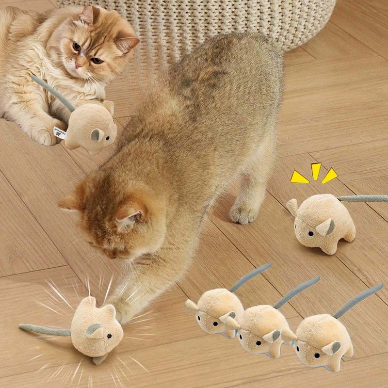 Catnip Interactive Plush Mouse - Elektryczna pluszowa myszka z kocimiętką dla
