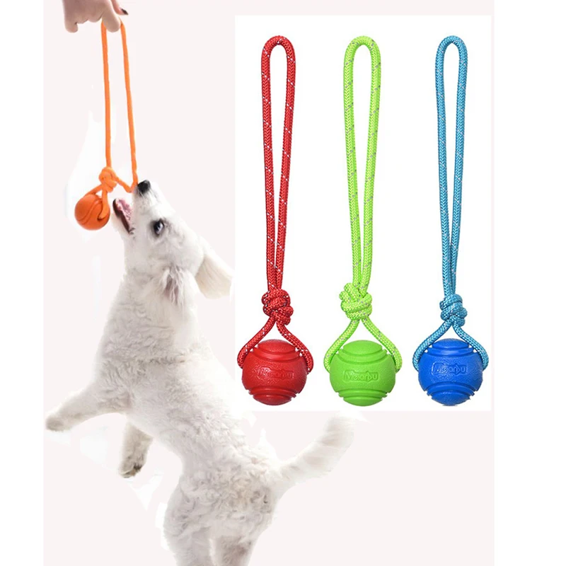 Suction Cup Dog Tug Toy - Szkolenia psów piłka na sznurku bawełniana
