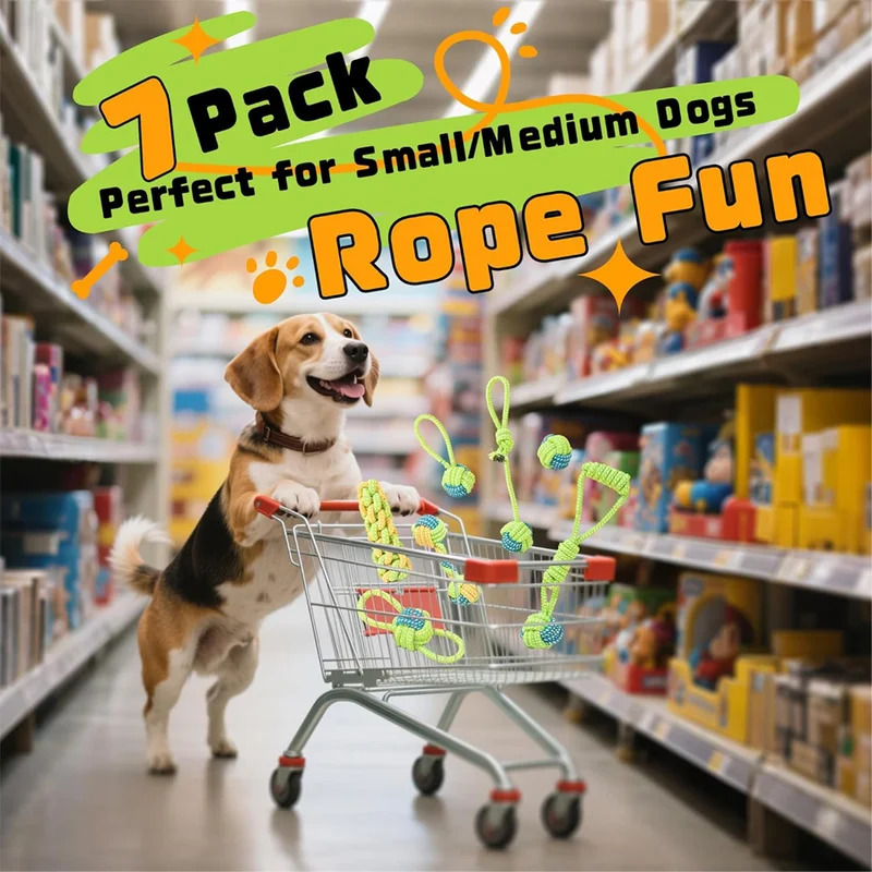 Dog Rope Toy Aggressive Chewers - 1/7 Zestaw Wytrzymałych Zabawek do Ciągnięcia